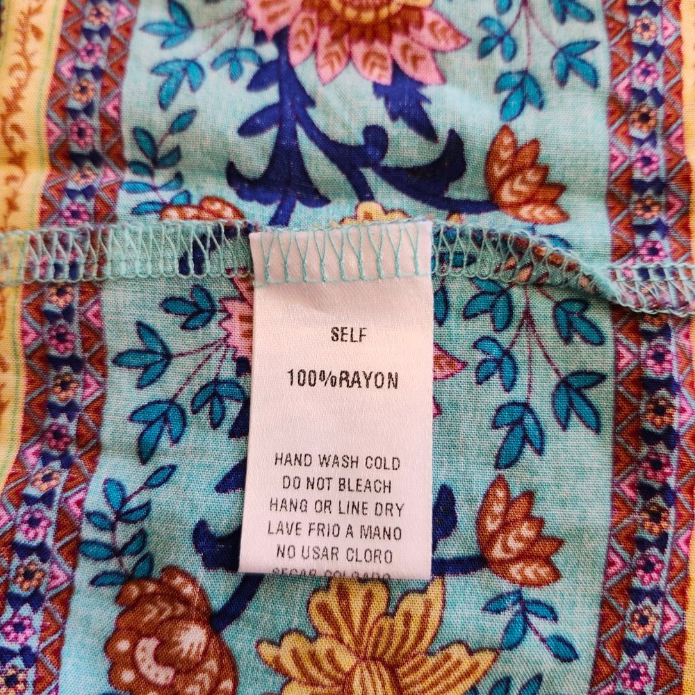 Women's Easel Blue Floral Smocked Maxi Dress M B2 - Picture 8 of 8